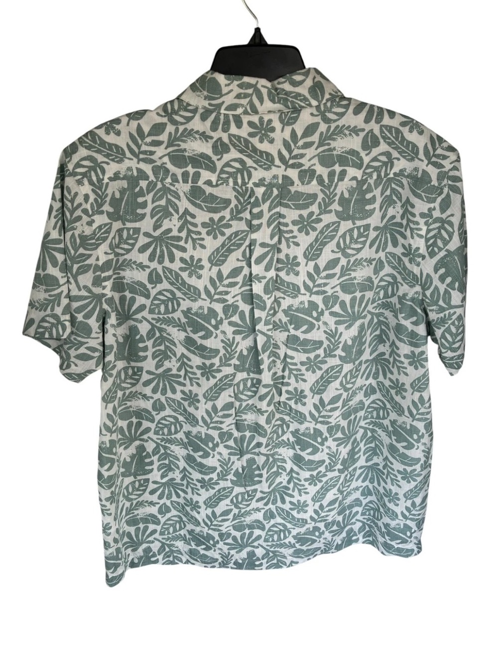 Caribbean Joe Button Up Shirt LG sea moss tropical Leaf Print cotton shirt nwt